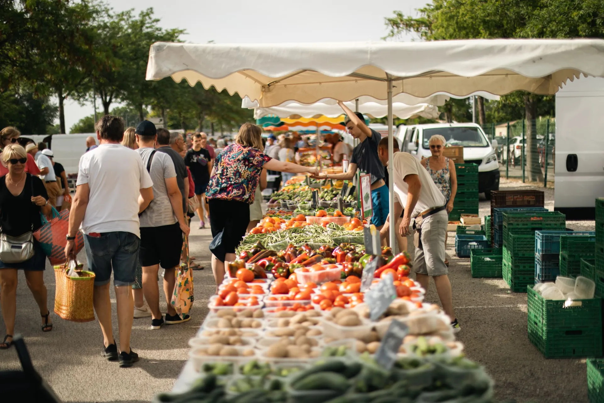 marche agricole marché vendeurs clients fruits légumes velleron