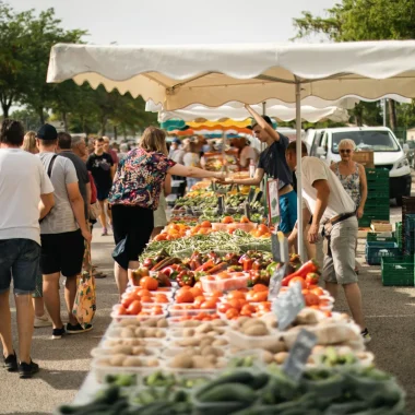 marche agricole marché vendeurs clients fruits légumes velleron