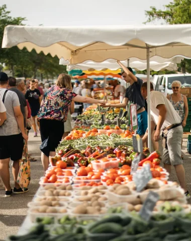 marche agricole marché vendeurs clients fruits légumes velleron